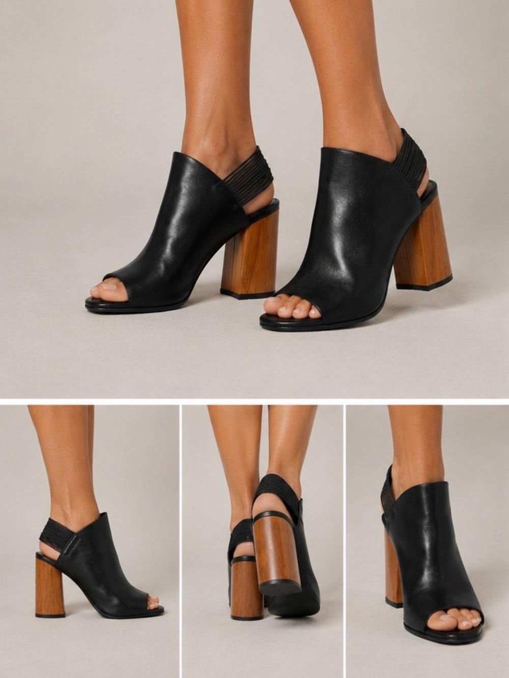 3.1 Phillip Lim ‘Drum’ Slingback Peep-Toe Block Heel Sandal in Black Size 8